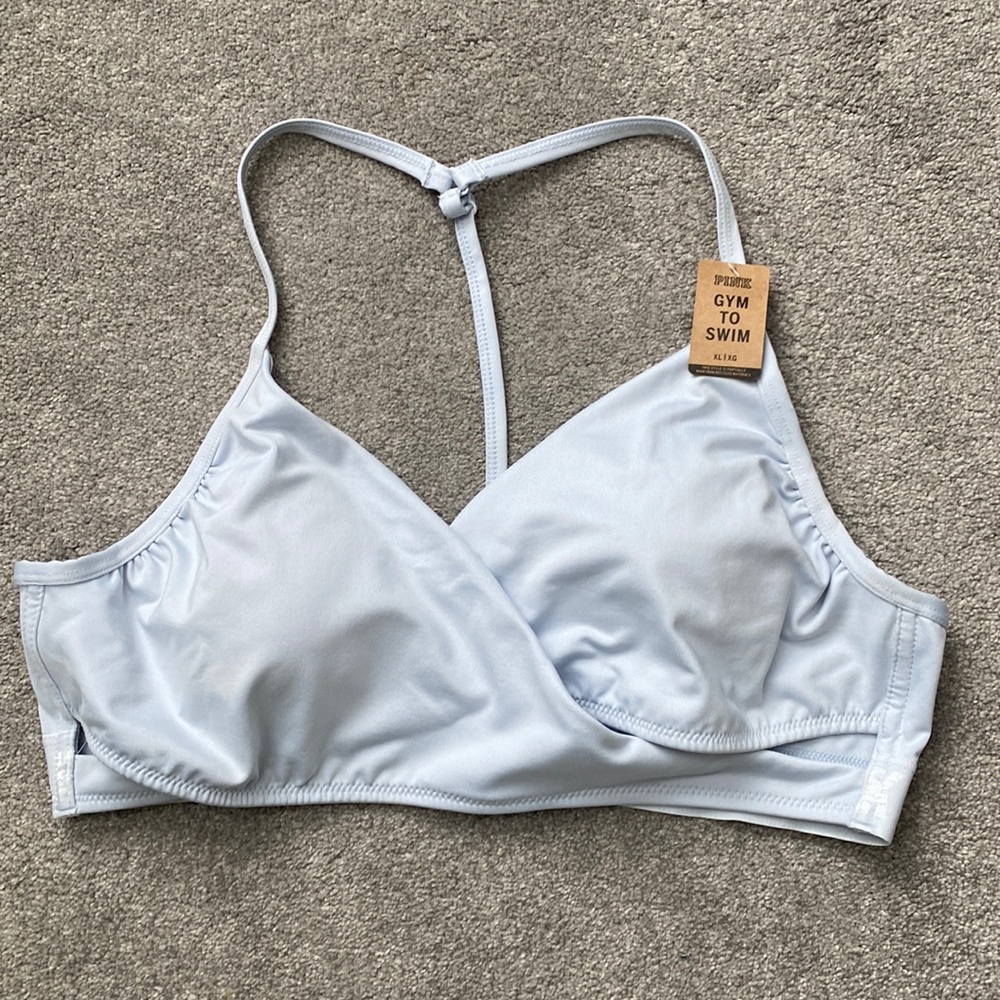 New with Tags, never used, PINK Gym to Swim top, light slate grey